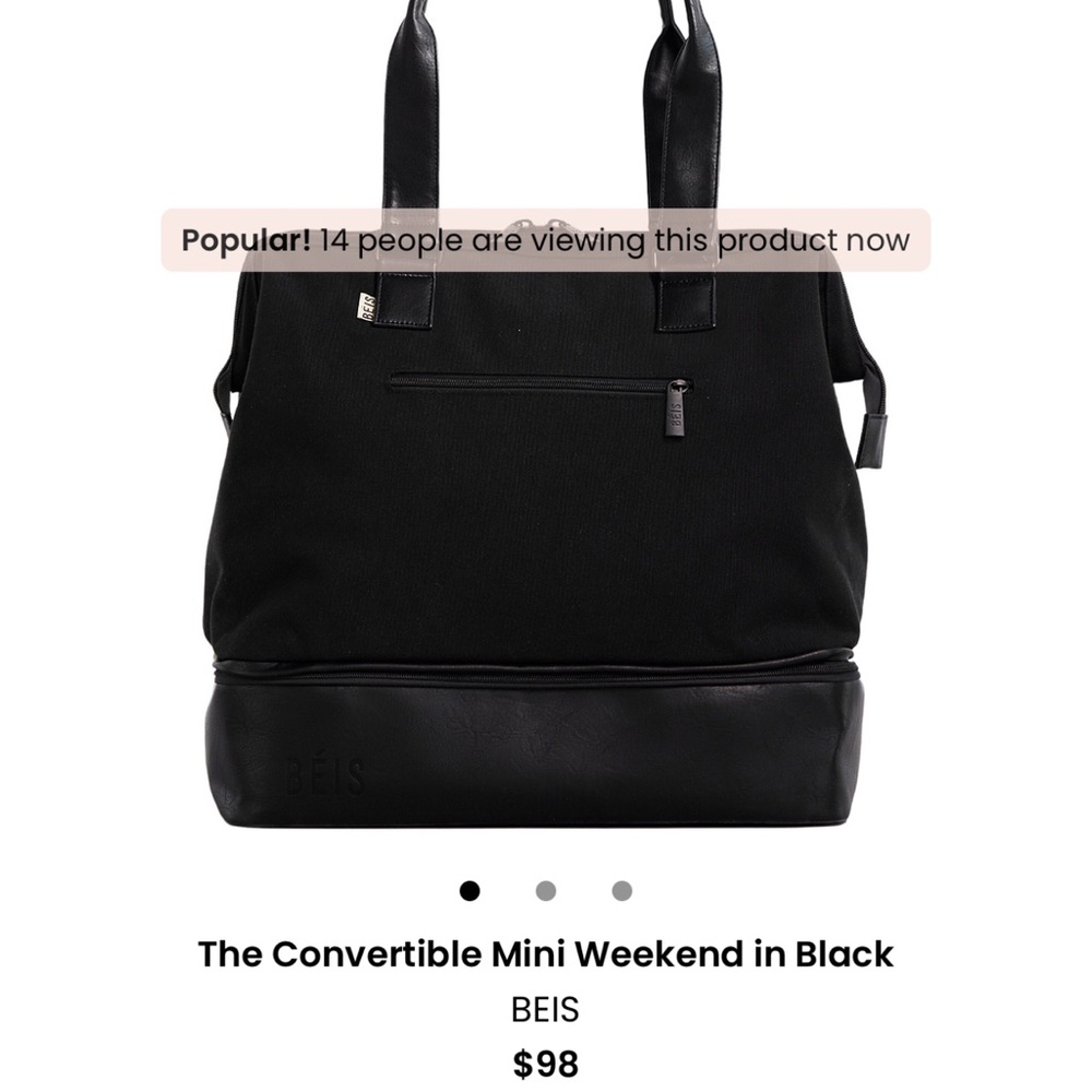 BEIS The convertible mini weekender in black